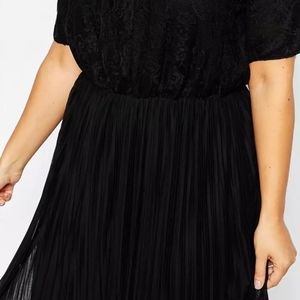 Size 14 Black Lace Dress with Pleated Skirt
